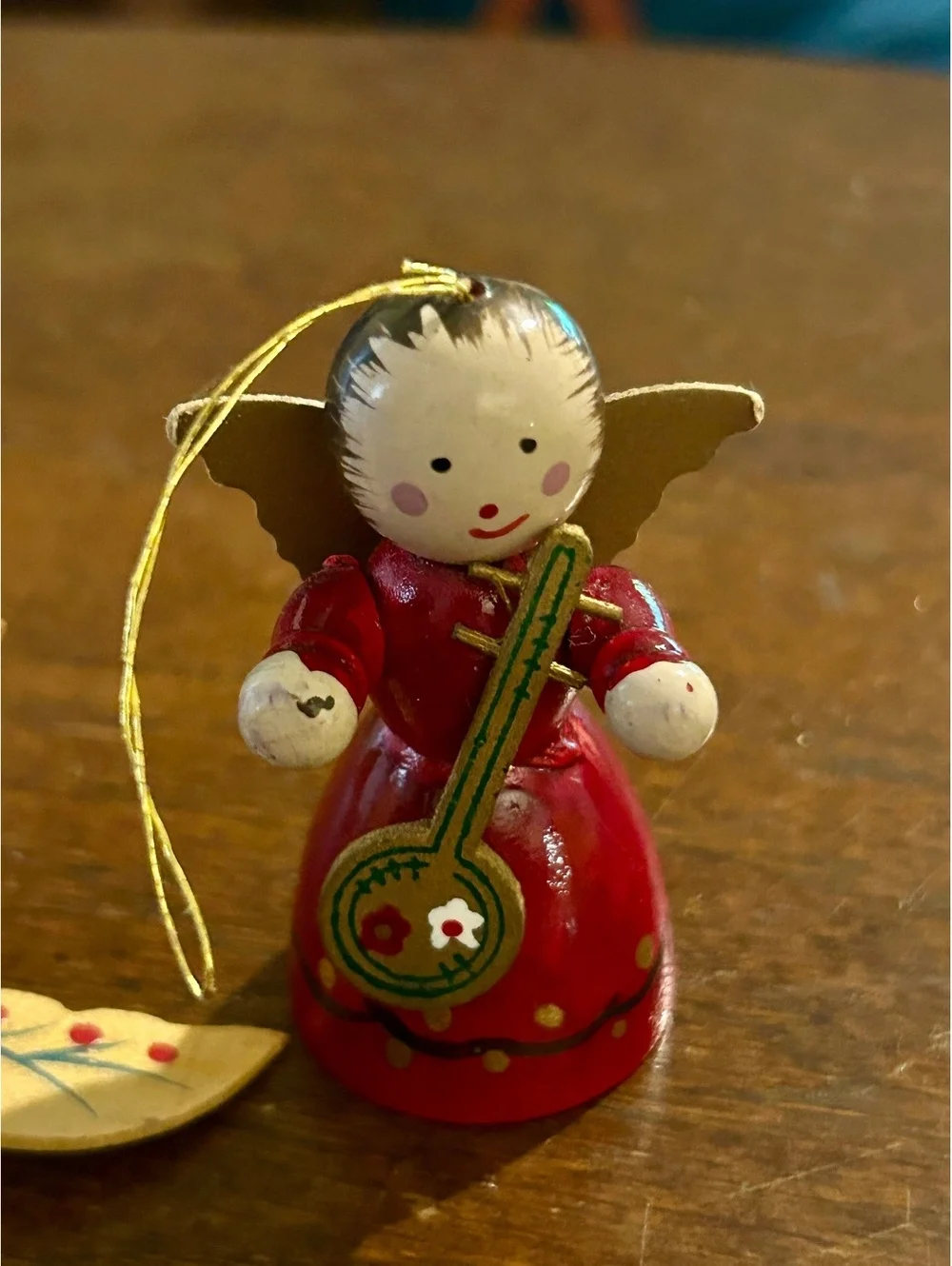 Hand Painted Wooden Angel and Bird Christmas Ornaments